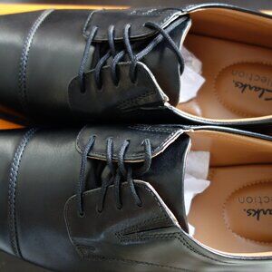 Clarks® Tilden Cap Men's Dress Shoes Black Leather Size 11.5 W $90